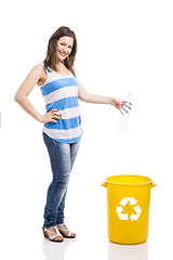 Image showing Beautiful young recycling