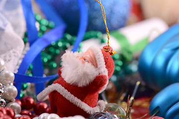 Image showing Santa Claus, christmas invitation card, close up