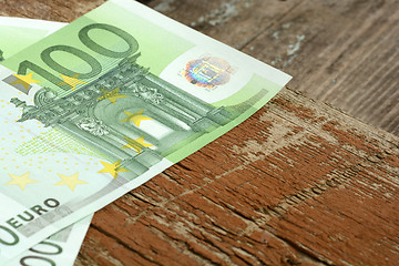 Image showing Close up macro detail of euro money banknotes