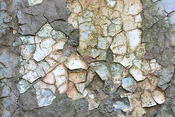 Image showing chipped metal plating on scratched wall, grunge background