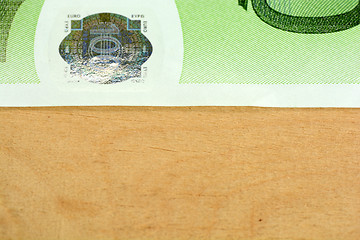 Image showing Close up macro detail of euro money banknotes