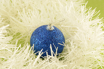 Image showing Christmas background with blue new year balls
