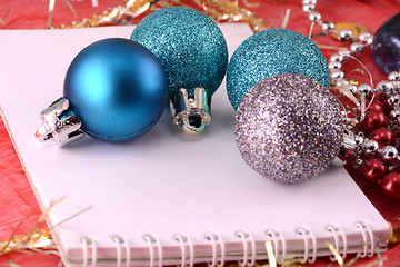 Image showing christmas ornament with pearls, new year card
