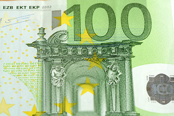 Image showing Close up of many European hundred euros - 100 â?¬.