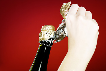 Image showing Opening champagne bottle