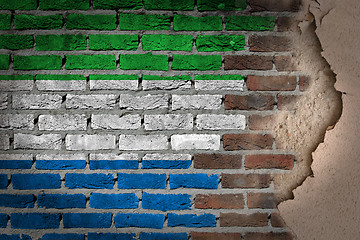 Image showing Dark brick wall with plaster - Sierra Leone