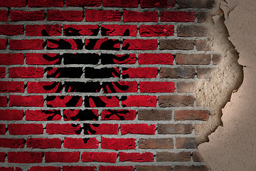 Image showing Dark brick wall with plaster - Albania