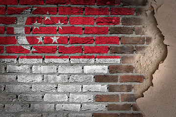 Image showing Dark brick wall with plaster - Singapore