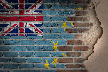 Image showing Dark brick wall with plaster - Tuvalu