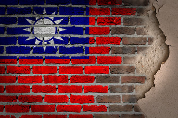 Image showing Dark brick wall with plaster - Taiwan