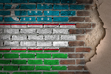 Image showing Dark brick wall with plaster - Uzbekistan