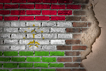 Image showing Dark brick wall with plaster - Tajikistan