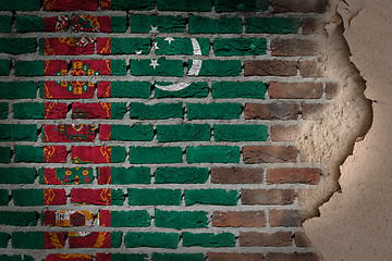 Image showing Dark brick wall with plaster - Turkmenistan