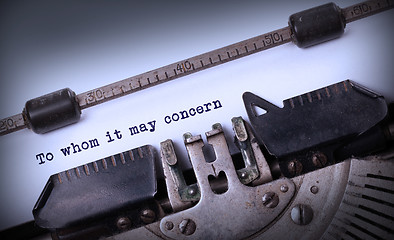 Image showing Vintage inscription made by old typewriter