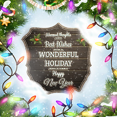 Image showing Merry Christmas wooden board garland