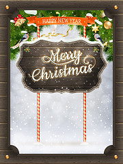 Image showing Christmas vintage greeting card. EPS 10