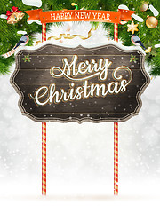 Image showing Christmas vintage greeting card. EPS 10