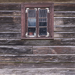 Image showing Old wooden wall with window