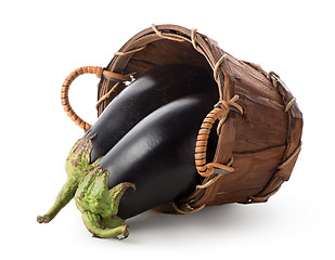 Image showing Eggplants in a basket