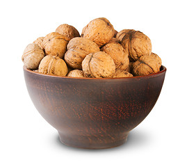 Image showing Clay Bowl Full Of Walnuts