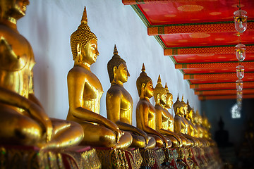Image showing Sculptural images of Buddha in the old temple. Bangkok, Thailand