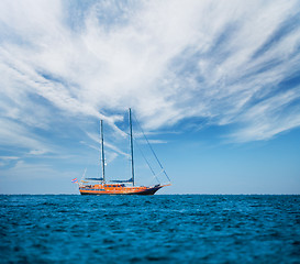 Image showing Wooden old ship on the high seas