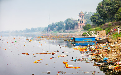 Image showing Bank of Yamuna river near Taj Mahal. India, Agra