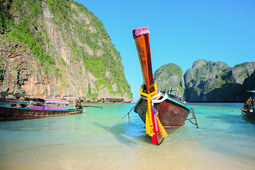 Image showing Long tailed boat. Thailand Phi-Phi island