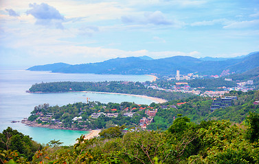 Image showing View to the few beaches of Phuket from high viewpoint