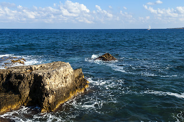 Image showing Rock and blue sea 