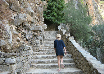 Image showing Walking up stone stairs, Crete