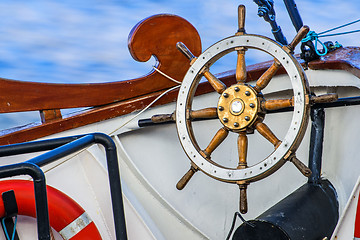 Image showing wheel of an old sailing ship