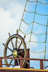 Image showing wheel of an old sailing ship