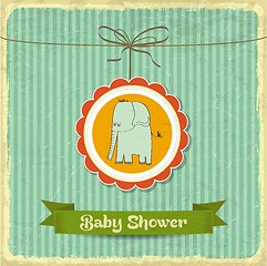Image showing retro baby shower card with little elephant