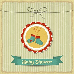 Image showing retro baby shower card with little socks