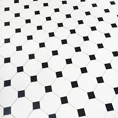 Image showing Black and white ceramic tiles floor