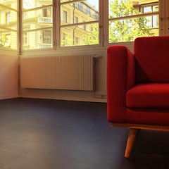 Image showing Red armchair in empty room