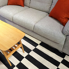 Image showing Modern gray sofa and coffee table