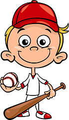 Image showing boy baseball player cartoon illustration