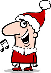 Image showing santa singing carol cartoon illustration