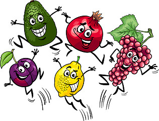 Image showing jumping fruits cartoon illustration