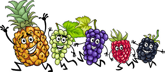 Image showing running fruits cartoon illustration