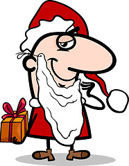 Image showing santa with gift cartoon illustration