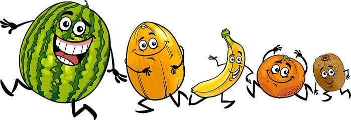 Image showing happy running fruits cartoon illustration