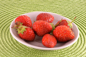 Image showing Fresh strawberries on white plate