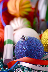 Image showing christmas balls set, new year holiday card