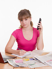 Image showing Girl on the phone refused to hire