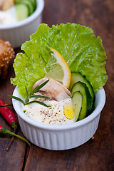 Image showing fresh garlic cheese dip salad