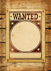 Image showing Wanted poster on a wood board
