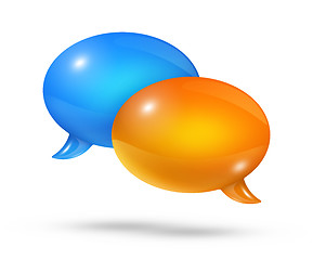 Image showing Blue and orange speech bubbles